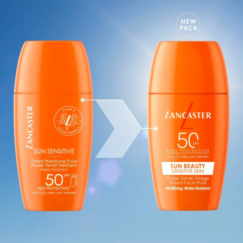 Lancaster Sun Sensitive Tinted Mattifying Fluid mattító emulzió vízálló SPF 50 30 ml