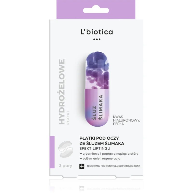 L’biotica Eye Patches Rejuvenating simító szemkörnyék maszk csigakivonattal 1 db