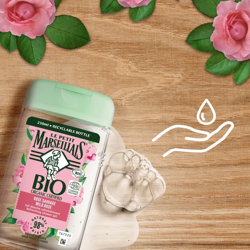 Le Petit Marseillais Bio Wild Rose felfrissítő tusfürdő gél 250 ml