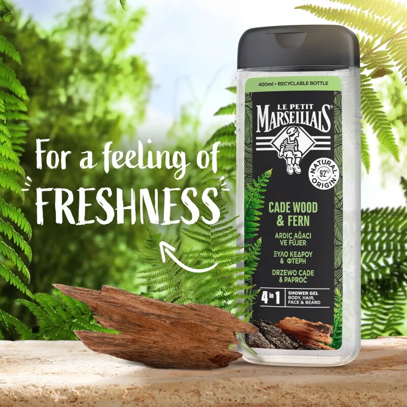 Le Petit Marseillais Cade Wood & Fern tusfürdő gél 4 in 1 uraknak 400 ml