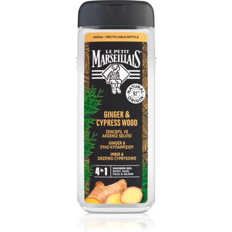 Le Petit Marseillais Ginger & Cypress Wood tusfürdő gél 4 in 1 uraknak 400 ml