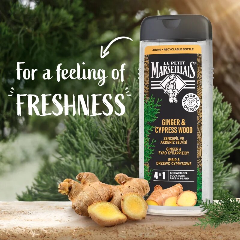 Le Petit Marseillais Ginger & Cypress Wood tusfürdő gél 4 in 1 uraknak 400 ml