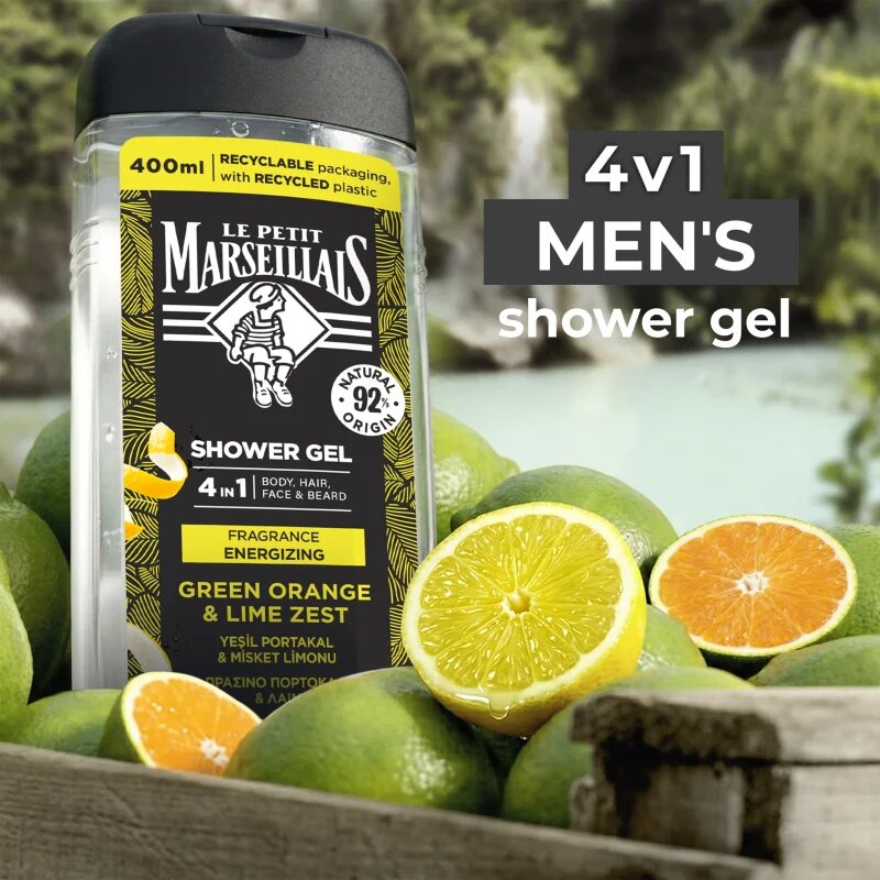 Le Petit Marseillais Green Orange & Lime Zest tusfürdő gél 4 in 1 uraknak 400 ml