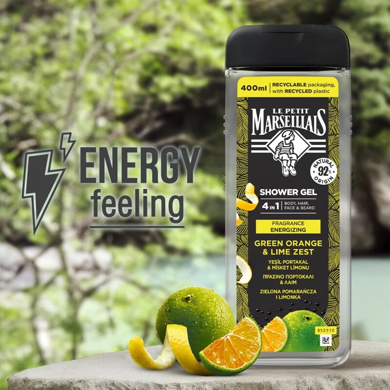 Le Petit Marseillais Green Orange & Lime Zest tusfürdő gél 4 in 1 uraknak 400 ml