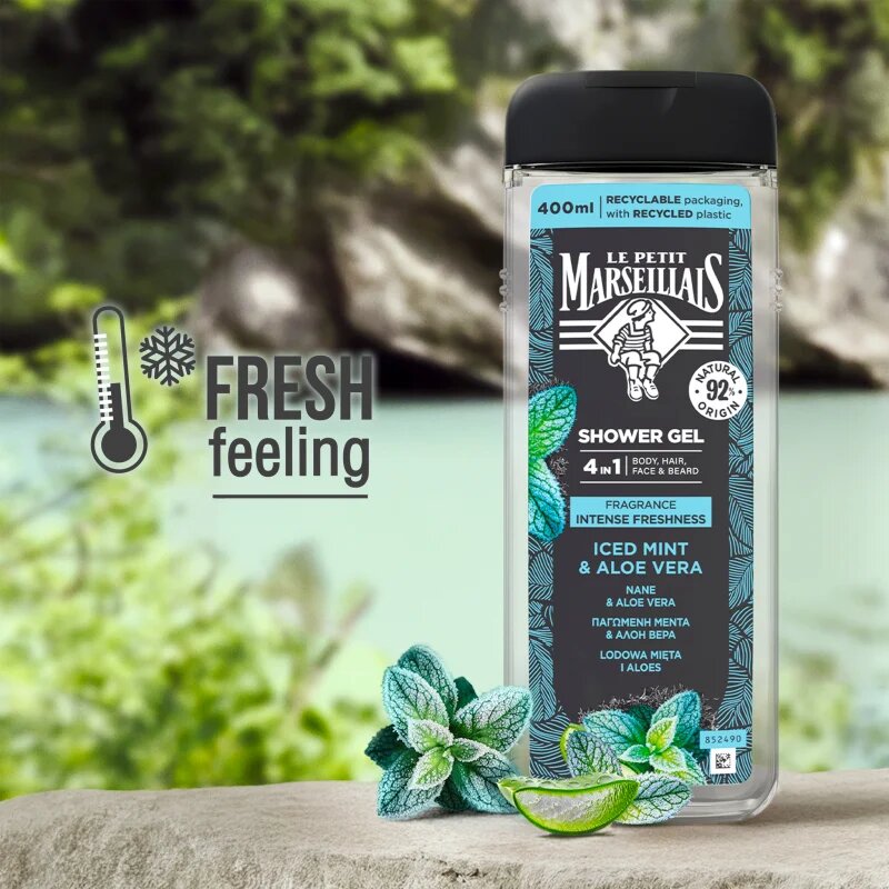 Le Petit Marseillais Iced Mint & Aloe Vera tusfürdő gél 4 in 1 uraknak 400 ml
