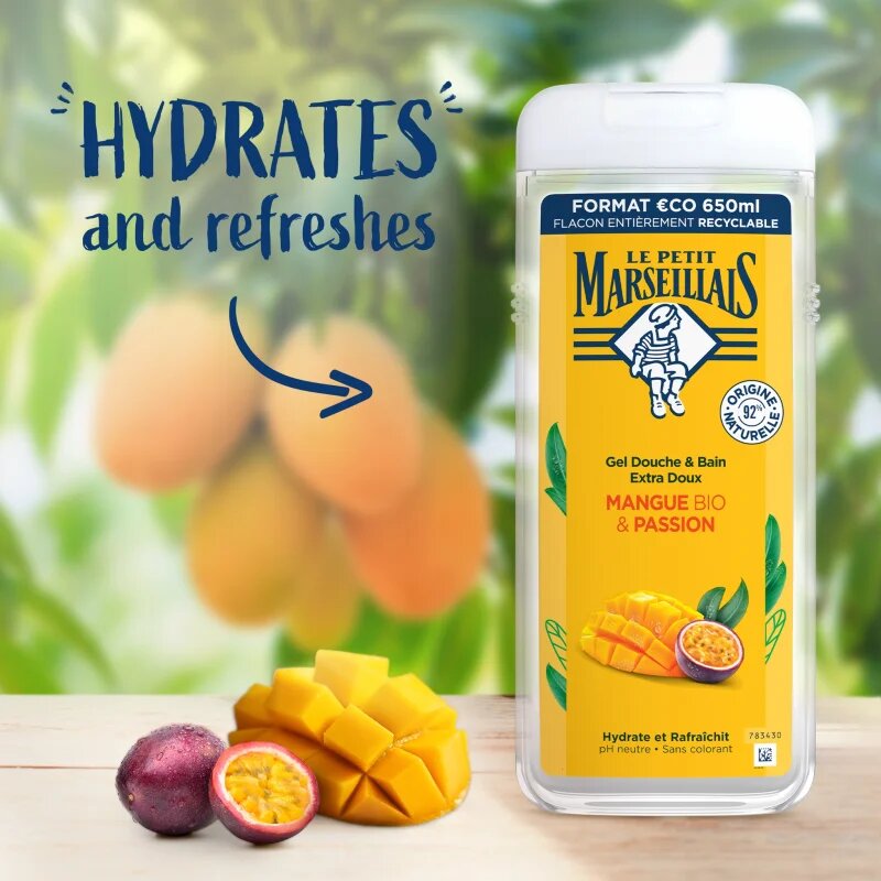 Le Petit Marseillais Mango BIO & Passion Fruit gyengéd tusfürdő gél 400 ml