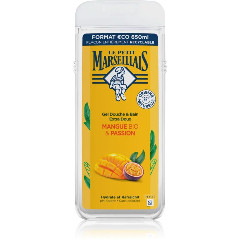 Le Petit Marseillais Mango BIO & Passion Fruit gyengéd tusfürdő gél 650 ml
