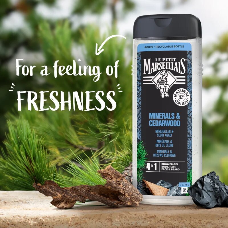 Le Petit Marseillais Minerals & Cedarwood tusfürdő gél 4 in 1 uraknak 400 ml