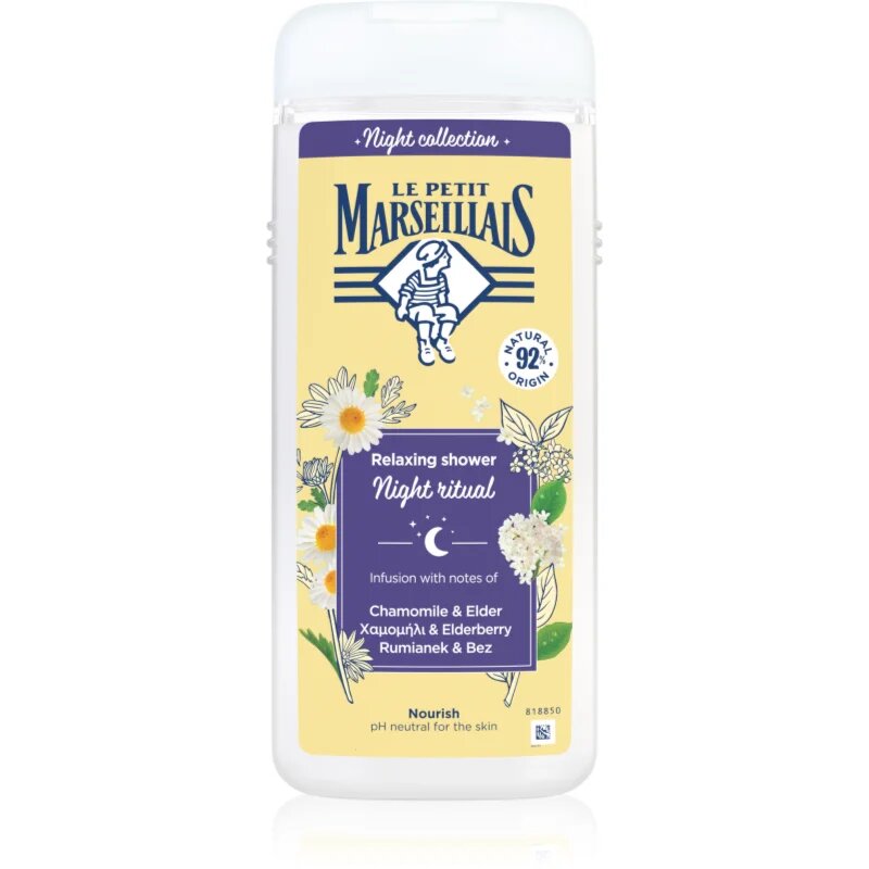 Le Petit Marseillais Night Collection Chamomile & Elder relaxáló tusfürdő gél 650 ml