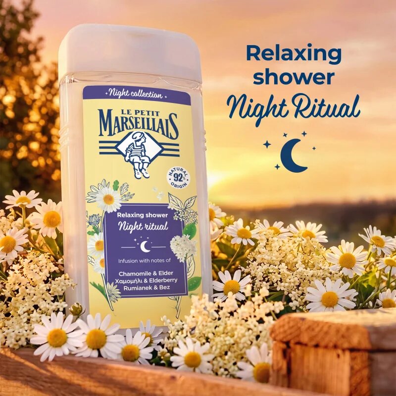 Le Petit Marseillais Night Collection Chamomile & Elder relaxáló tusfürdő gél 650 ml