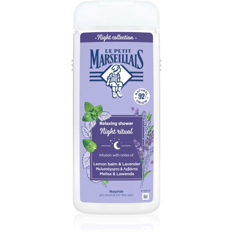 Le Petit Marseillais Night Collection Lemon Balm & Lavender relaxáló tusfürdő gél 650 ml