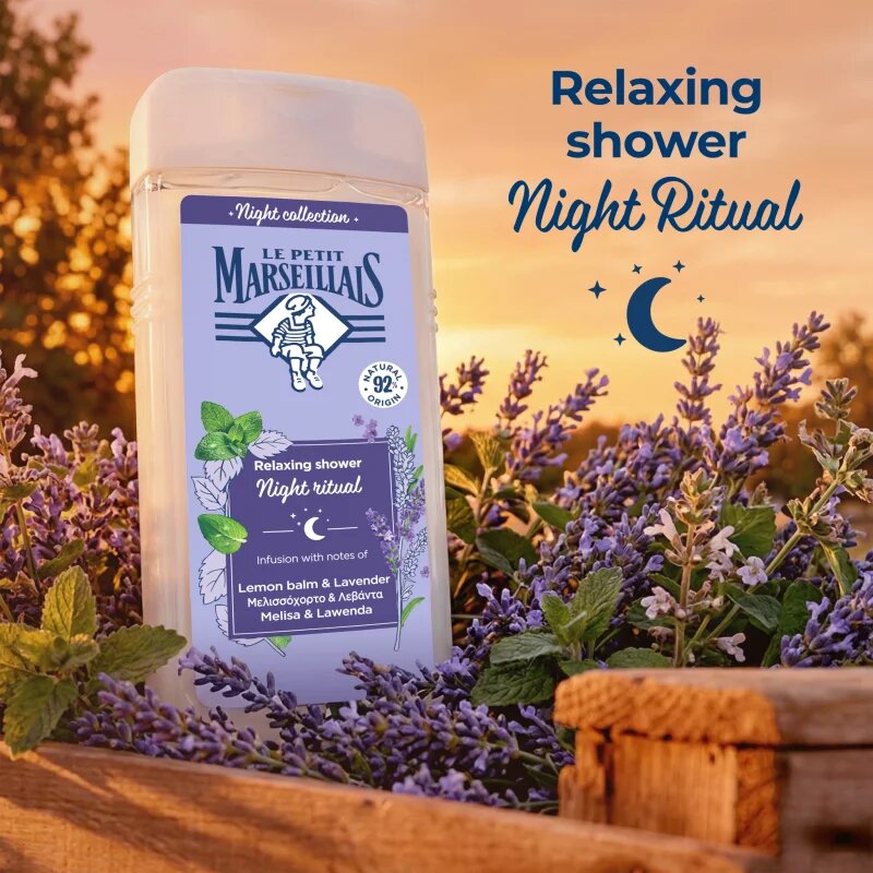 Le Petit Marseillais Night Collection Lemon Balm & Lavender relaxáló tusfürdő gél 650 ml