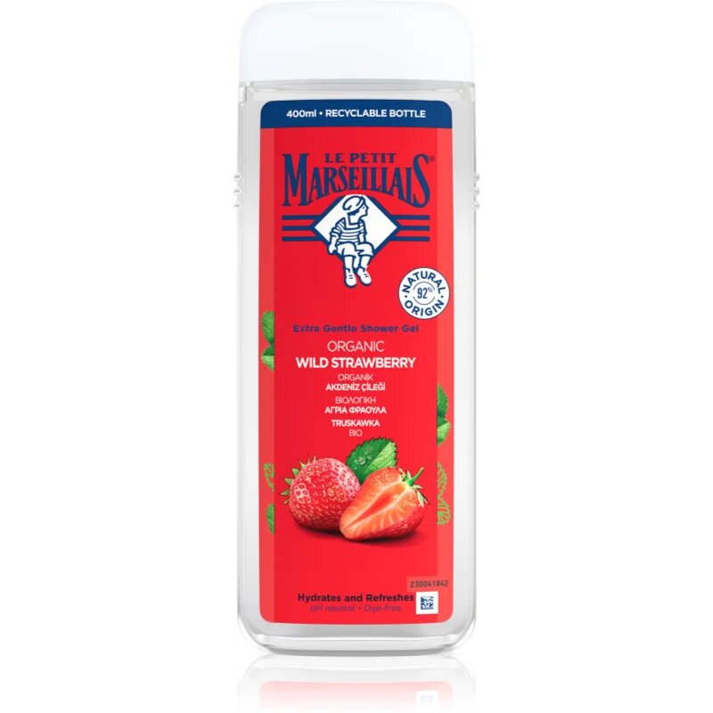 Le Petit Marseillais Organic Wild Strawberry gyengéd tusfürdő gél 400 ml