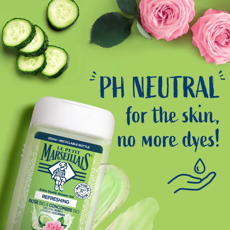 Le Petit Marseillais Rose BIO & Cucumber BIO gyengéd tusfürdő gél 250 ml