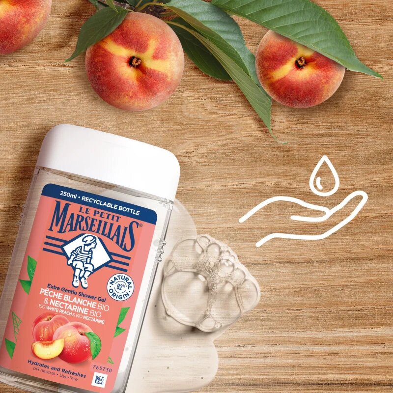 Le Petit Marseillais White Peach Bio & Nectarine Bio gyengéd tusfürdő gél 250 ml