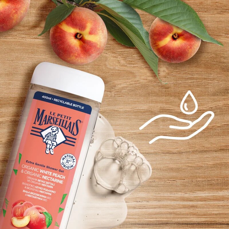 Le Petit Marseillais White Peach Bio & Nectarine Bio gyengéd tusfürdő gél 400 ml