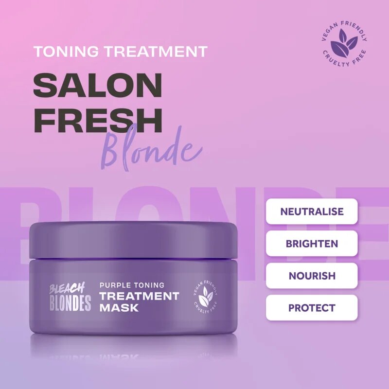 Lee Stafford Bleach Blondes Purple reign maszk semlegesíti a sárgás tónusokat 200 ml