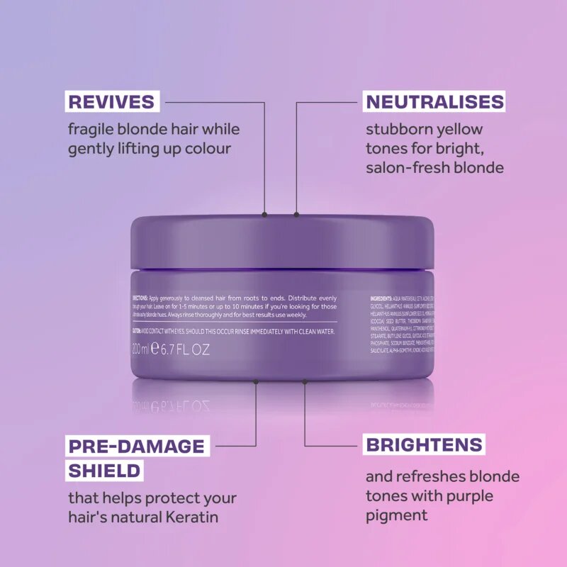 Lee Stafford Bleach Blondes Purple reign maszk semlegesíti a sárgás tónusokat 200 ml