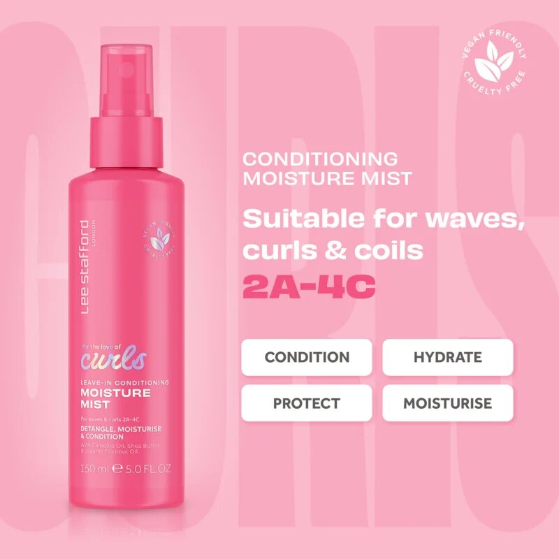 Lee Stafford For The Love Of Curls Leave In Conditioning Moisture Mist öblítést nem igénylő spray kondicionáló göndör hajra 150 ml