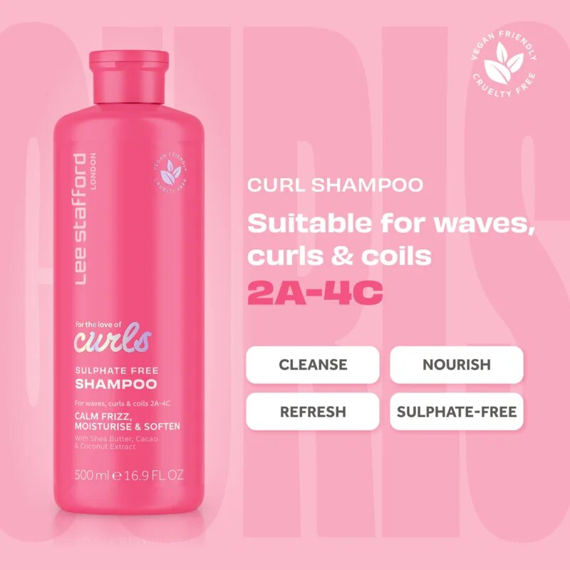 Lee Stafford For The Love Of Curls Shampoo sampon a hullámos és göndör hajra 500 ml