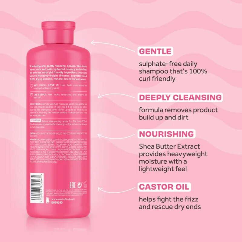 Lee Stafford For The Love Of Curls Shampoo sampon a hullámos és göndör hajra 500 ml