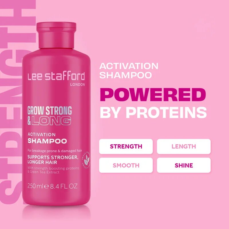 Lee Stafford Grow Strong & Long Activation Shampoo hajsampon a haj növekedéséért és megerősítéséért a hajtövektől kezdve 250 ml