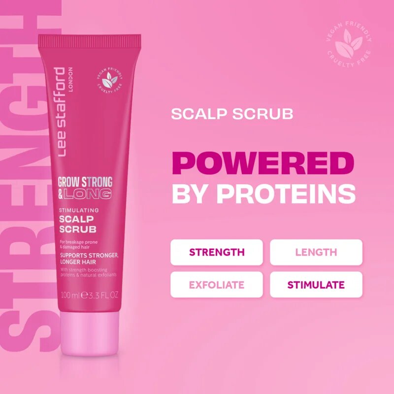 Lee Stafford Grow Strong & Long Stimulating Scapl Scrub fejbőrradír vegán 100 ml
