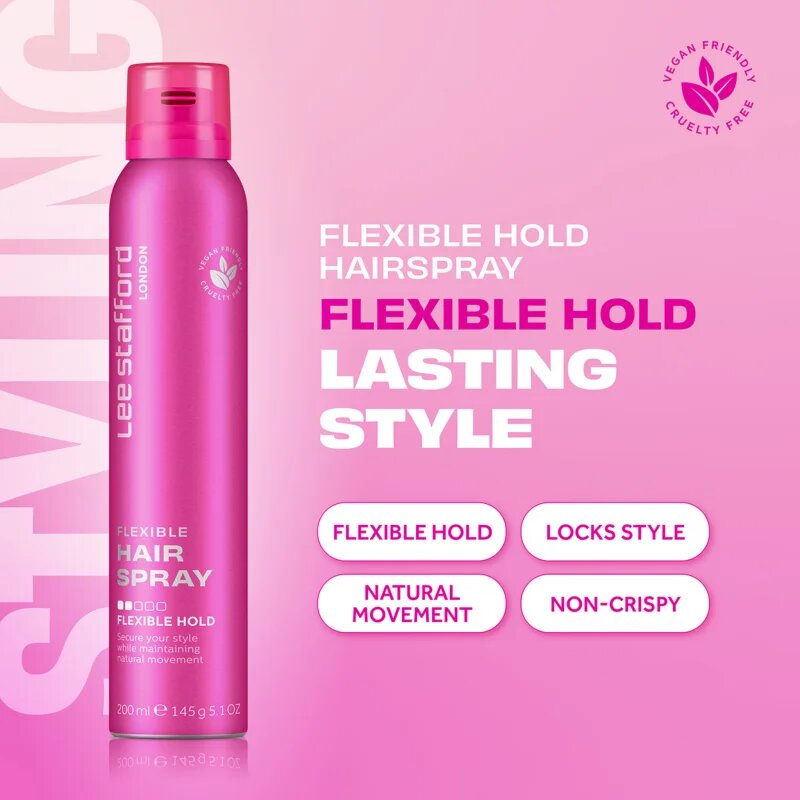 Lee Stafford Styling Hair Spray Flexible Hold Fat n Flexible hajlakk rugalmas tartásért 200 ml
