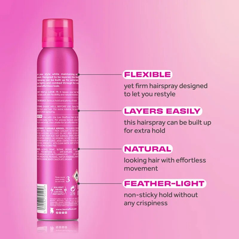 Lee Stafford Styling Hair Spray Flexible Hold Fat n Flexible hajlakk rugalmas tartásért 200 ml