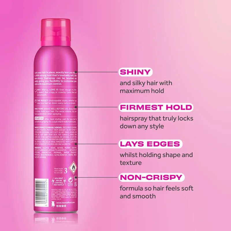 Lee Stafford Styling Hair Spray Strong Hold Tight hajlakk erős fixálással 250 ml
