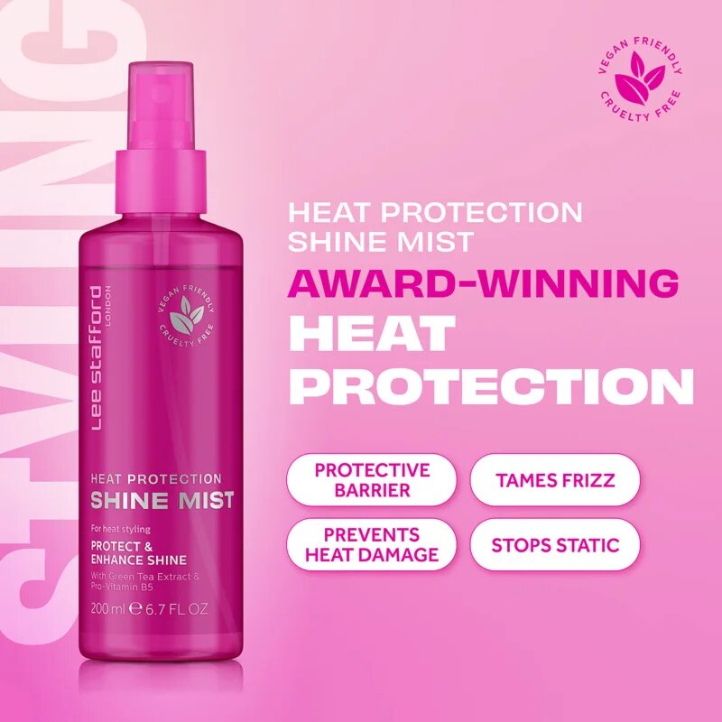 Lee Stafford Styling Heat Protection Shine Mist hővédő spray hajra 200 ml