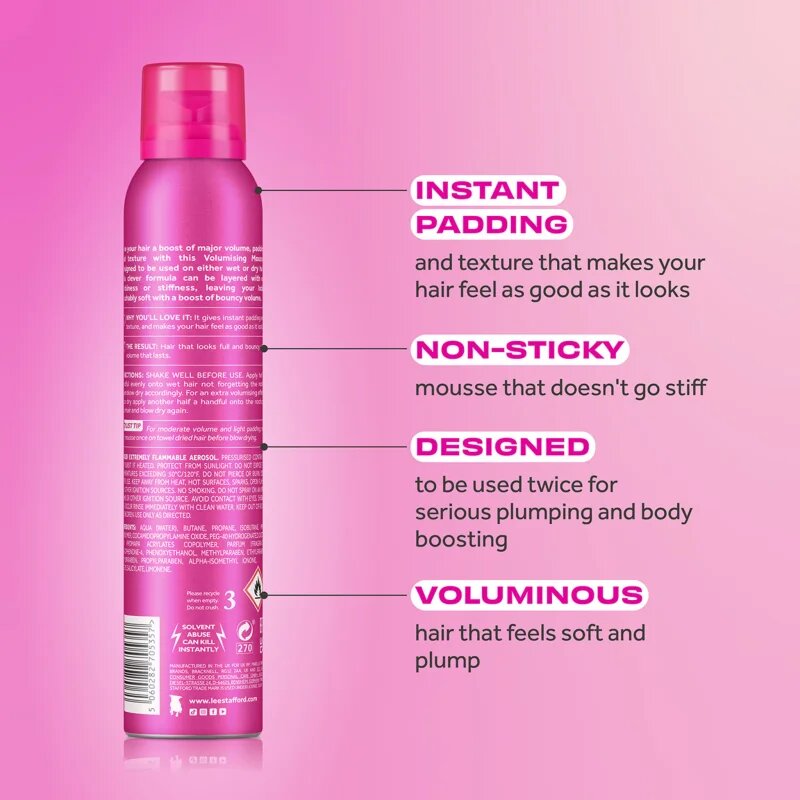 Lee Stafford Styling Volumising Mousse fixáló hab a dús hatásért 200 ml