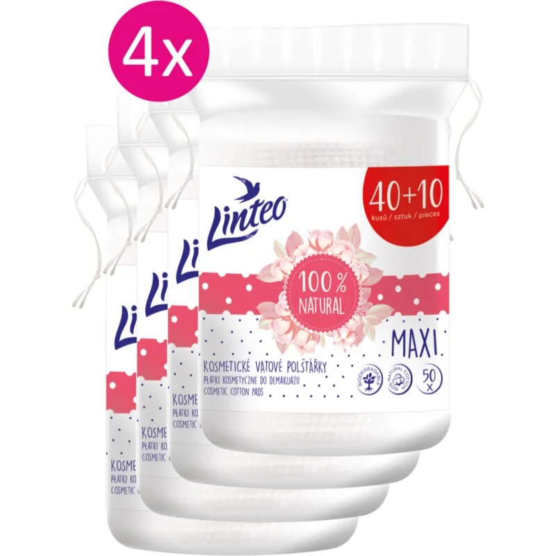 Linteo Natural Cotton Pads sminklemosó vattakorong 40 + 10ks x 4