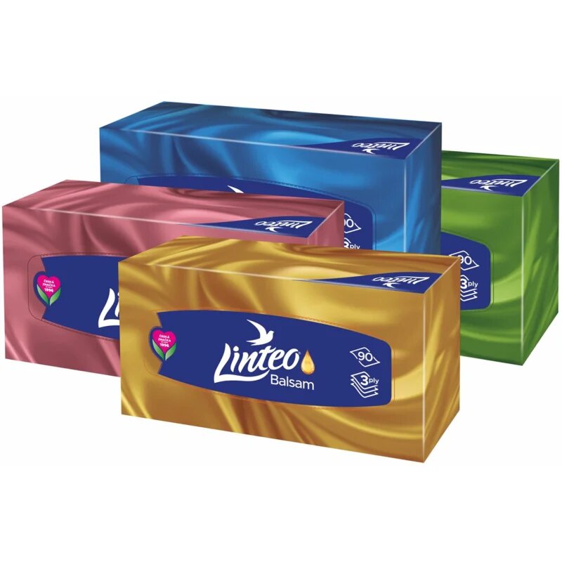 Linteo Paper Tissues Three-ply Paper 90 pcs per box papírzsebkendő balzsammal 90 db