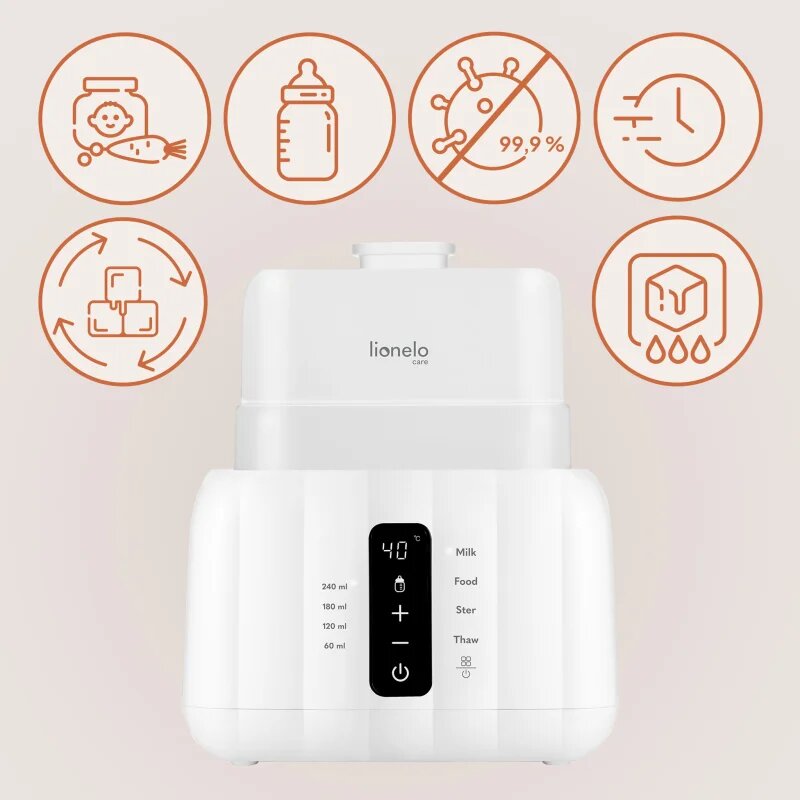 Lionelo Thermup Double White Bottle Warmer 6in1 többfunkciós cumisüveg melegítő 6 in 1 1 db
