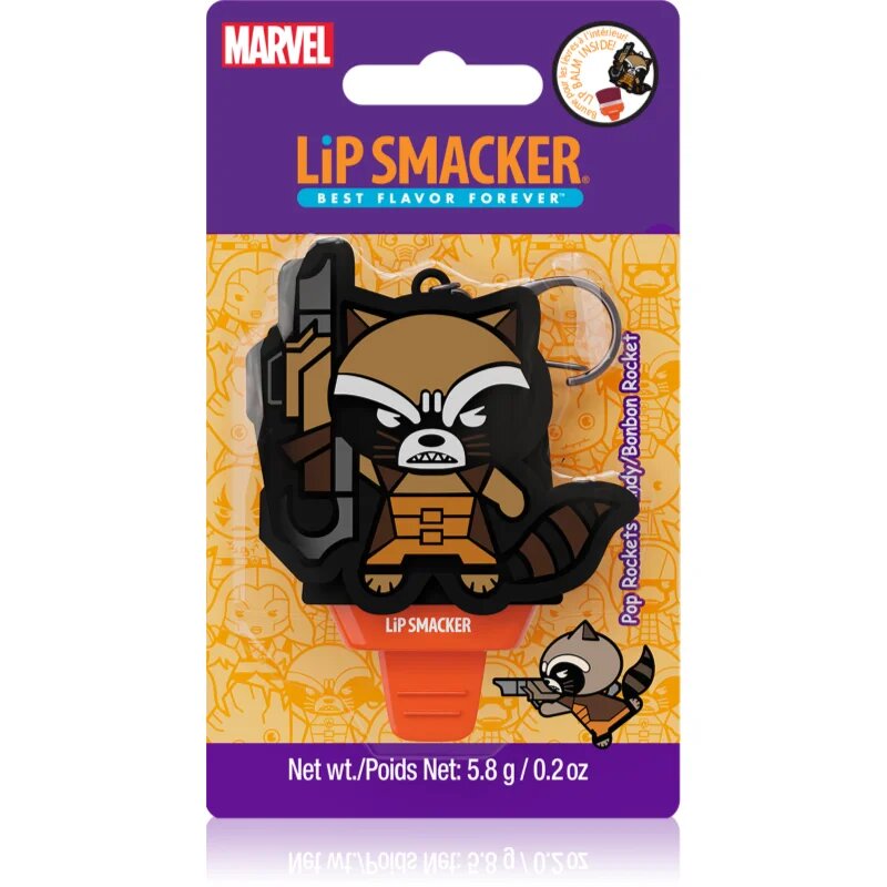Lip Smacker Marvel Guardians of the Galaxy kulcstartó balzsammal gyermekeknek Rocket (Pop Rockets Candy) 58 g