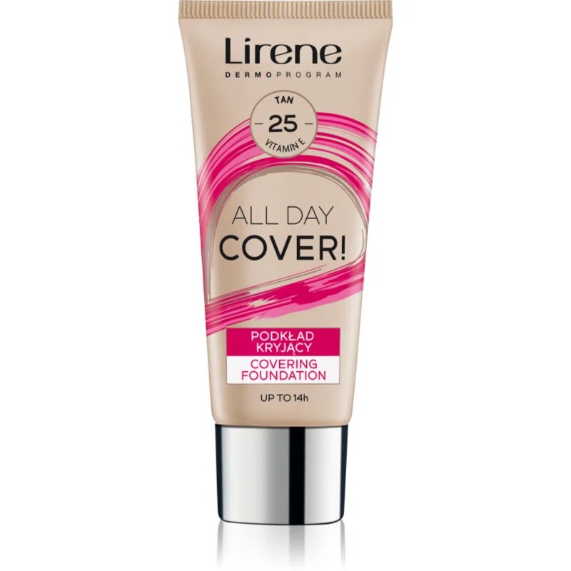 Lirene ALL DAY COVER! fedő hatású folyékony alapozó árnyalat 25 Tanned 30 ml
