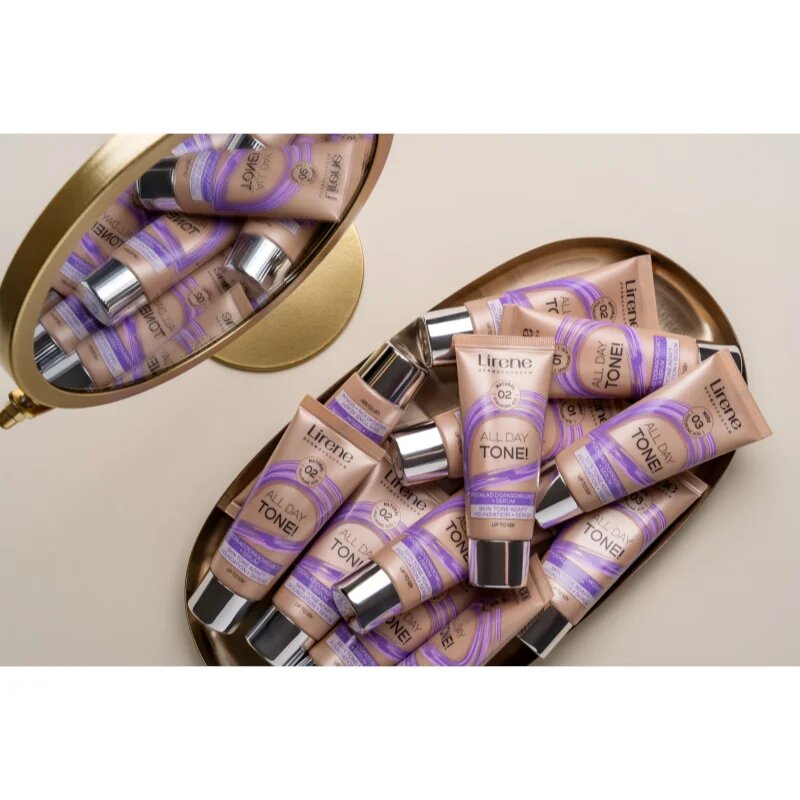 Lirene ALL DAY TONE! hidratáló alapozó a ragyogó bőrért árnyalat 03 Nude 30 ml