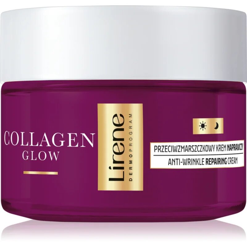 Lirene Collagen Glow 70+ ránctalanító és regeneráló krém az arcbőr táplálásáért és természetes hidratáltságának megőrzéséért 50 ml