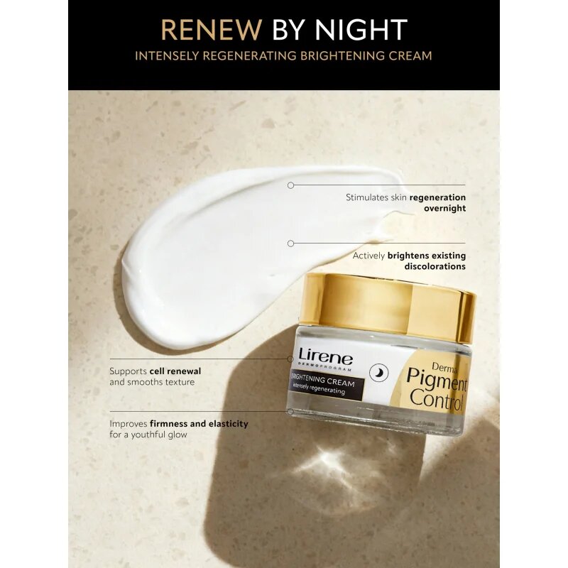 Lirene Derma Pigment Control Brightening Night Cream élénkítő éjszakai krém a hiperpigmentációs bőrre 50 ml