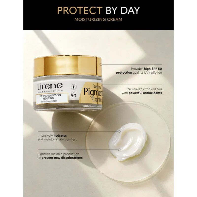 Lirene Derma Pigment Control Cream SPF 50 élénkítő hidratáló krém a pigment foltok ellen SPF 50 50 ml