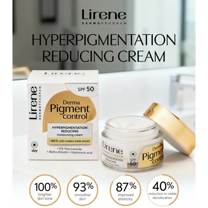 Lirene Derma Pigment Control Cream SPF 50 élénkítő hidratáló krém a pigment foltok ellen SPF 50 50 ml