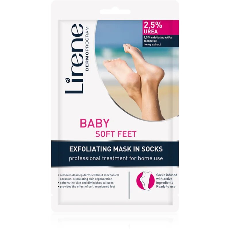 Lirene Foot Care bőrhámlasztó zokni a láb bőrének puhítására és hidratálására 25% Urea 1 pár