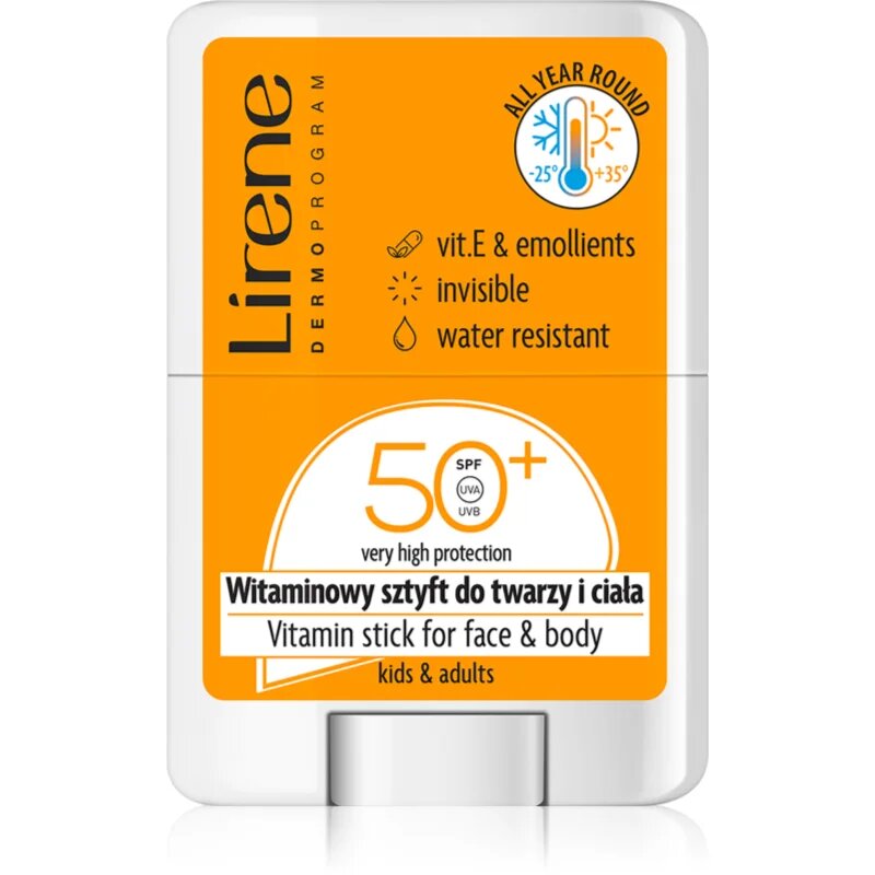 Lirene Vitamin Stick For Face&Body helyi ápolás a káros napsugarak ellen arcra és testre SPF 50 15 g