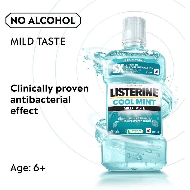 Listerine Cool Mint Mild Taste szájvíz alkoholmentes íz Cool Mint 500 ml