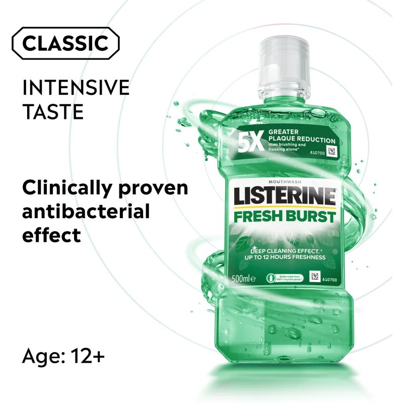 Listerine Fresh Burst szájvíz foglepedék ellen 500 ml