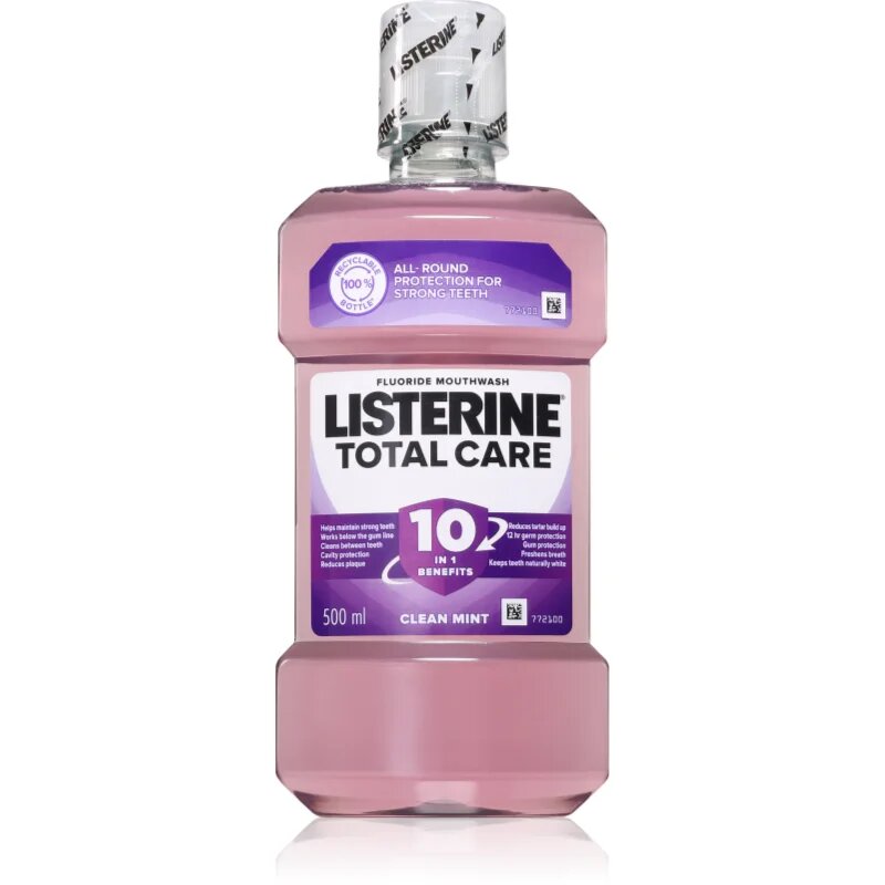 Listerine Total Care Clean Mint szájvíz a fogak komplett védelméért 10 az 1-ben 500 ml