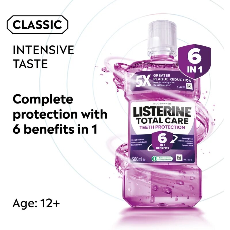 Listerine Total Care Teeth Protection szájvíz a fogak komplett védelméért 6 in 1 500 ml