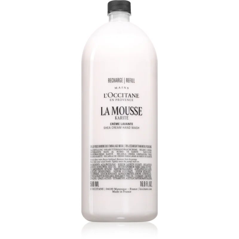 L’Occitane Shea Butter La Mousse krémes folyékony szappan kézre utántöltő 500 ml