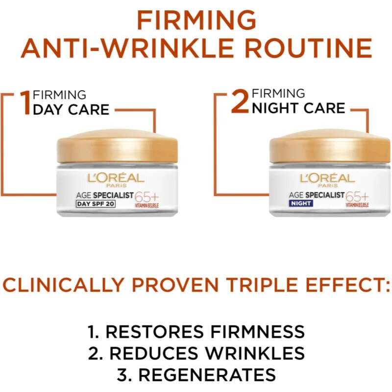 L’Oréal Paris Age Specialist 65+ nappali és éjszakai krém a ráncok ellen